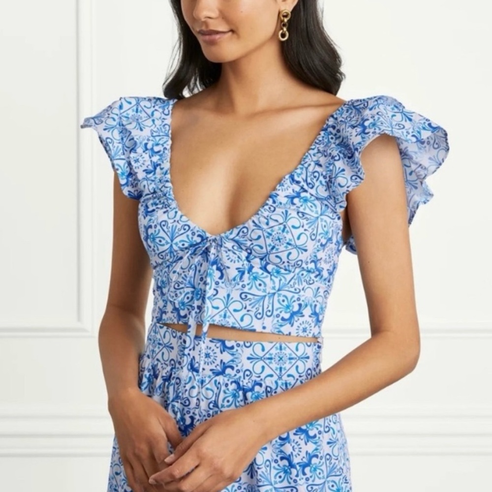 *NWOT* Hill House The ‘Alexa’ Top - Blue Mosaic Cotton